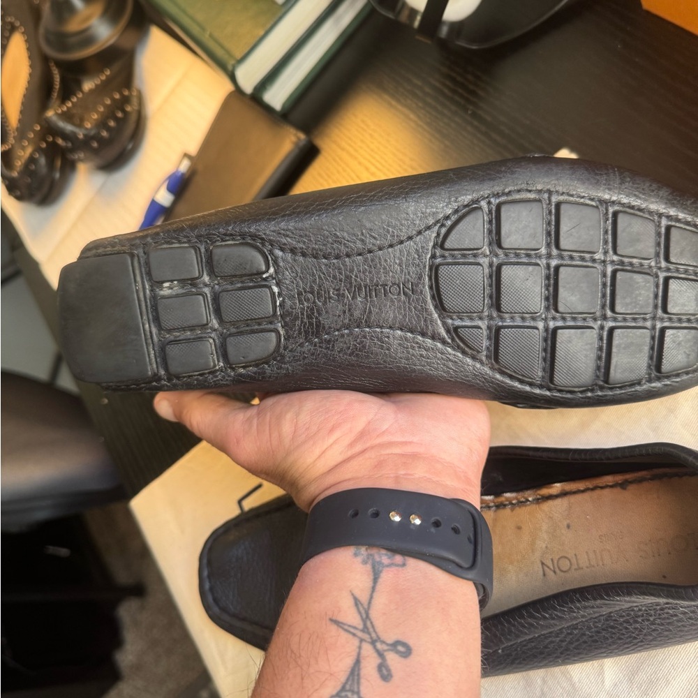 Louis Vuitton Black Loafers with Gold Logo - Picture 4 of 6